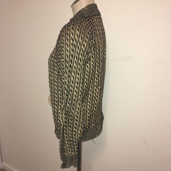 Vintage 1980's Renee Tener for Jeanne Pierre Black & Metallic Gold Sweater S - Picture 5 of 8
